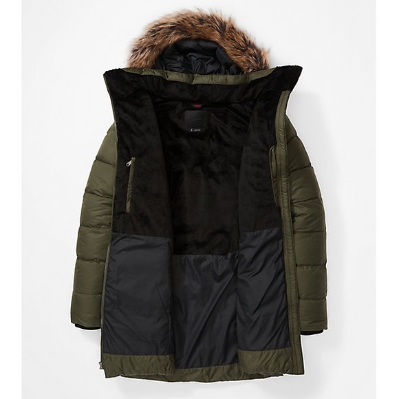 NWT Marmot Women’s Montreal 700 Fill Down Fur Lined Long Parka Nori Green - XS - Picture 10 of 11